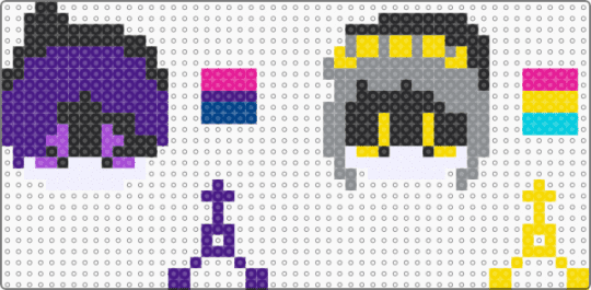 NUzi perlers - bi, gray, md, murder drones, n x uzi, nuzi, pan, purple, yellow
