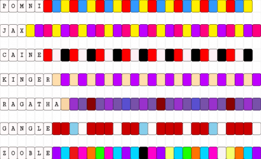 Tadc singles - cotdcircuses, light blue, purple, red, singles, tadc, the amazing digital circus, yellow