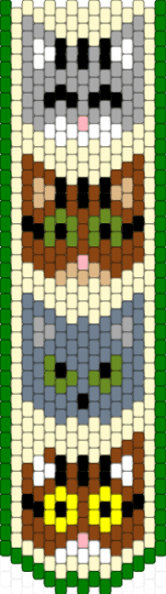 cats - green, red, yellow