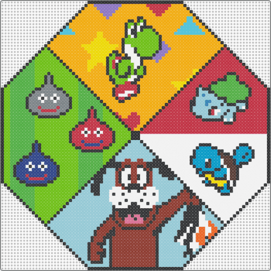 Back in the '90s - green,orange,red,light blue,pokemon,nintendo,duck hunt,dragon quest,yoshi,tetris attack,nes,snes