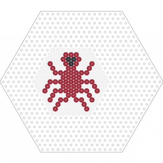 Hive Board Game Piece: White Spider - white,red