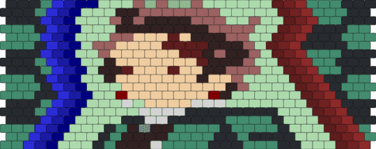 Tanjiro Kamado peyote stitch cuff pattern - teal,brown