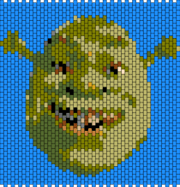 Sherk - shrek,ogre,head,panel,movie,smile,green,blue