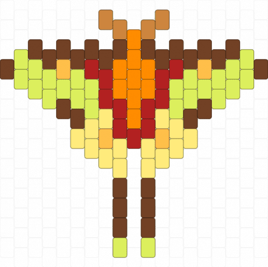 Mini malaysian moon moth charm - yellow,brown,red,orange,green,bug,insect