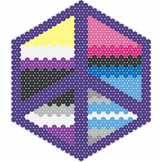 Omnisexual, nonbinary, demiboy, asexual peace sign - pink, purple