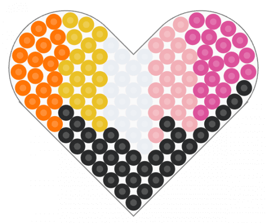 lesbian heart - beige, orange, pink, yellow
