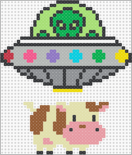 Space cow - green,beige,yellow,tan,colorful