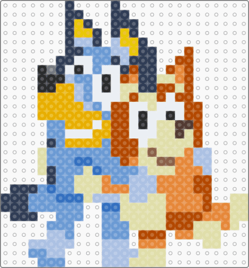 Bingo & Bluey - yellow,light blue,orange,red,colorful