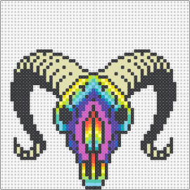 rainbow ram skull glow in the dark horns - skulls,glow in the dark,ram,animals,rainbows