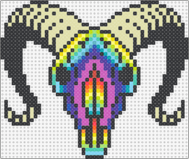 rainbow ram skull glow in the dark horns - skull,ram,horns,glow in the dark,animal,colorful,beige