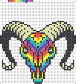 rainbow ram skull glow-n-dark horns/eyes - skulls,glow in the dark,ram,animals,rainbows