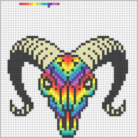 rainbow ram skull glow-n-dark horns/eyes 2 - skulls,glow in the dark,ram,animals,rainbows