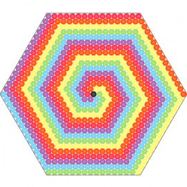 tie dye hex - rainbows,spirals,geometric panel,hexagon,swirl