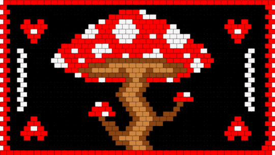 mushroom purse front/back - black,red
