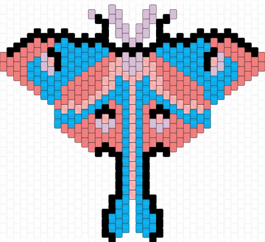 Moth remixed - red,light blue