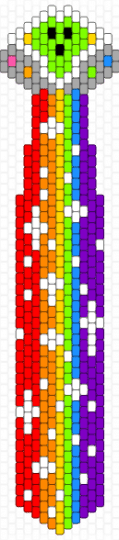 Alien tie FINISHED - green,orange,red,purple,rainbow,tie,peyote stitch,alien,alien rainbow tie peyote,alien tie