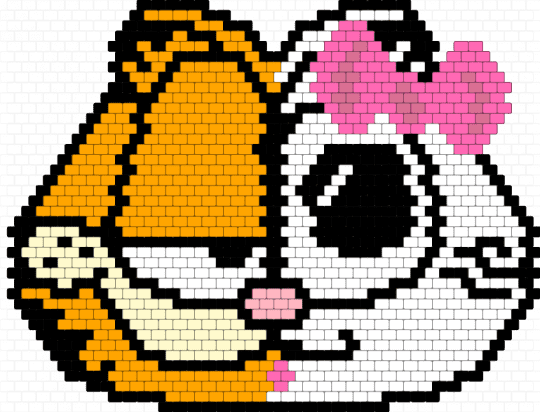 Half hello kitty half Garfield #2 - hello kitty,garfield,cat,cartoon,anime,animal,orange