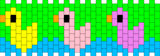 ducks - green,pink,light blue