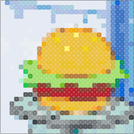 krabby patty - krabby patty,burger,spongebob squarepants,food,whimsical,playful,iconic,fan art,creativity,sesame,lettuce,orange,yellow