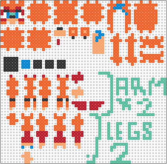 Glamrock Freddy 3d perler - orange