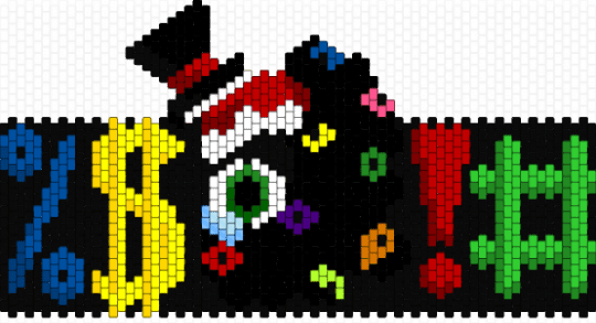 abstracting caine censor bar for @imserialdesignation - abstraction, black, blue, caine, circus, colorful, green, red, tadc, teeth, yellow