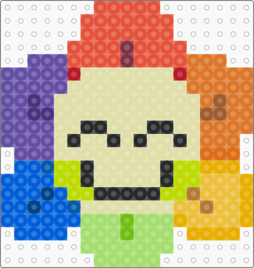 dandys face perler bead thing - yellow,red,purple,colorful