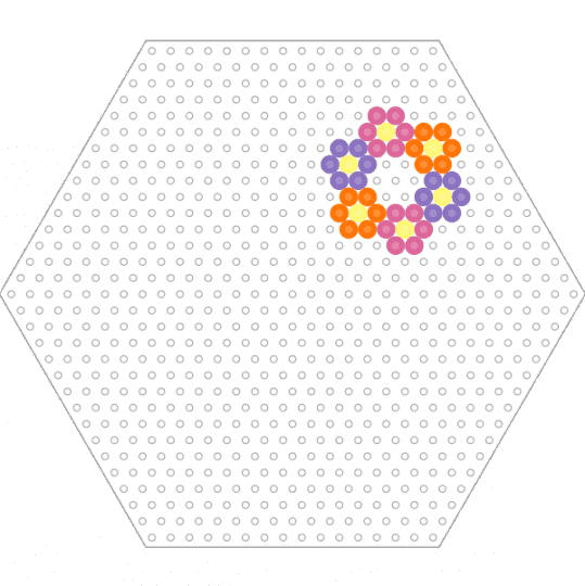 flower circle - orange,blue,pink