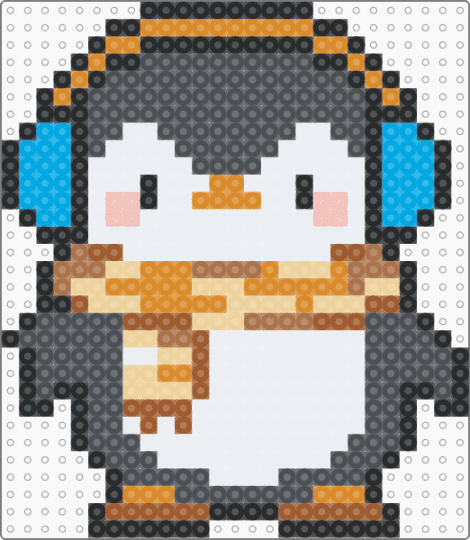 Penguin perler pattern! - purple,penguin,cute,winter,snow,animal