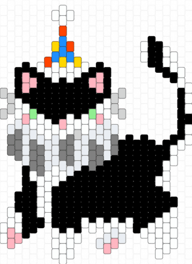 clown cat - black,white,pink,gray,cat