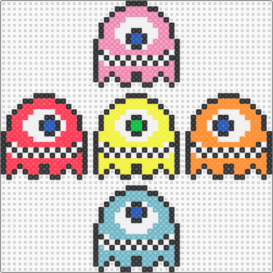Subtronics Cyclops X Pacman Ghost Sprites V2 - colorful, cyclops, ghost, orange, pacman, pink, subtronics