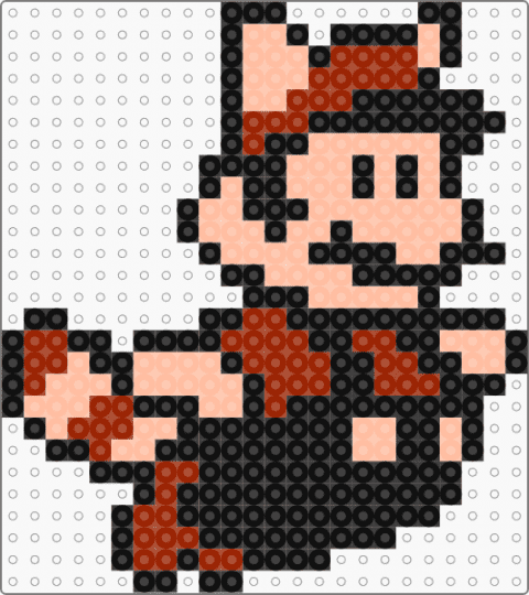 raccoon Mario (Hama beads tones) - red,beige