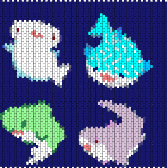 Sharkys - purple,light blue,pink