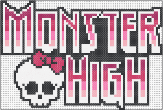 Monster High Logo Large Perler (Remix) - logo, mh, monster high, pink, skullette, white