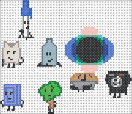 Death P.A.C.T. BFB BFDI Team Perlers - blue,beige,light blue,colorful,bfdi,bfb,deathpact,death pact again