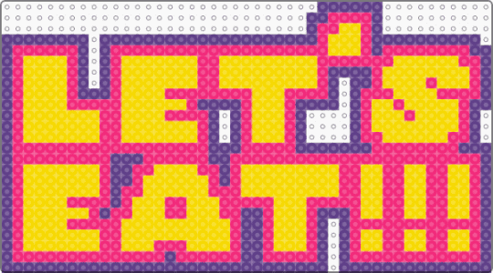 Let's Eat!!! FNAF Five Nights at Freddy's Chica's Bib Text Perler - chica, fnaf, fnaf chica, pink, yellow