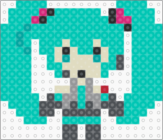 Chibi Miku Perler (Request) - teal,miku,hatsune miku,vocaloid,music,chibi,perler