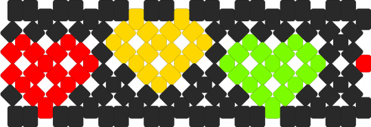 Life Series Hearts X-Base Cuff - black,red,yellow,green,life series,minecraft,xbase,hearts,heart,stoplight series