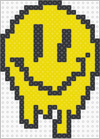 Dripping Melting Smiley Face Perler - black,yellow,smile,smiley face,drip,trippy