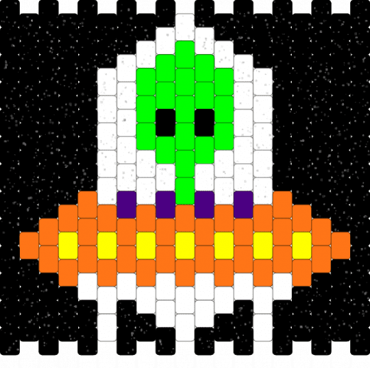 Halloween ufo - black, green, orange
