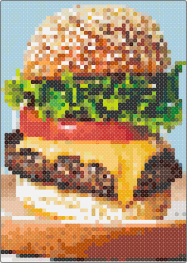 Can i have a chezburger plz? MMmm chezburger - light blue,beige,orange,red,brown,colorful