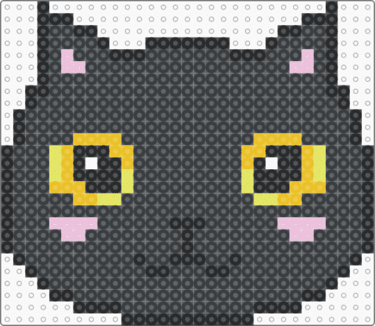 gray cat charm!! - black,pink,yellow,cat,gray,cute,perler