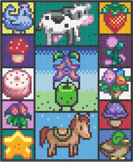 Stardew pixel quilt - pink,purple,light blue,colorful