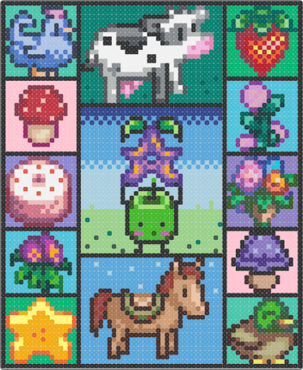 Stardew pixel quilt.. - pink,purple,teal,colorful