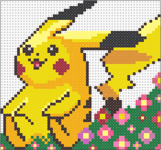 Pikachu_flower - yellow,orange,brown,green,pokemon,pikachu,flower,nature