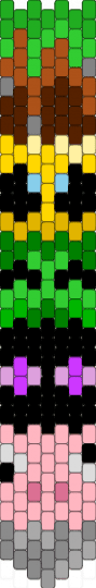 Minecraft Kandi tie - green,brown,yellow,pink