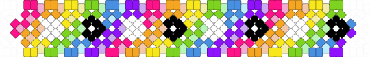 Diagonal Rainbow Stripes w/Hearts Dotted - light blue,yellow,pink,colorful,x base