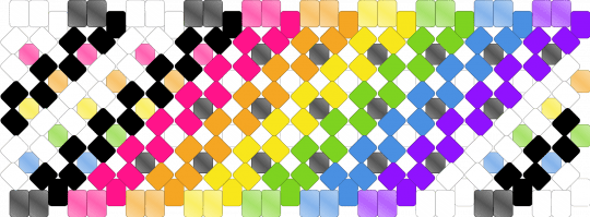 Rainbow w/ black&white diagonal stripes w/dots - orange,green,colorful,rainbow,x base