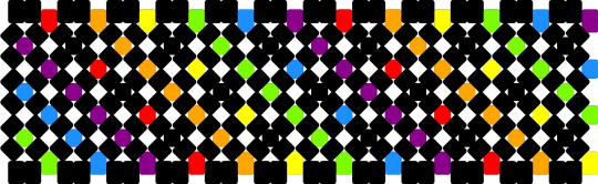 Black Rainbow X-cuff modified shorter - black,green,orange,pink,rainbow,x base