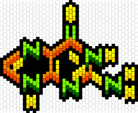 3d flat guanine - guanine,molecule,chemistry,science,charm,orange,yellow,green