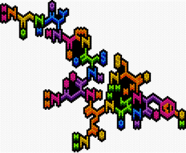 3D flat rainbow oxytocin - oxytocin,molecule,chemistry,science,colorful,charm,pink,orange,green,blue,purple